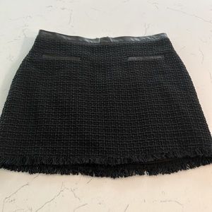 Rebecca Taylor black tweed mini skirt with leather trim NWT